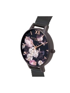 Olivia Burton London Floral Black Mesh Watch